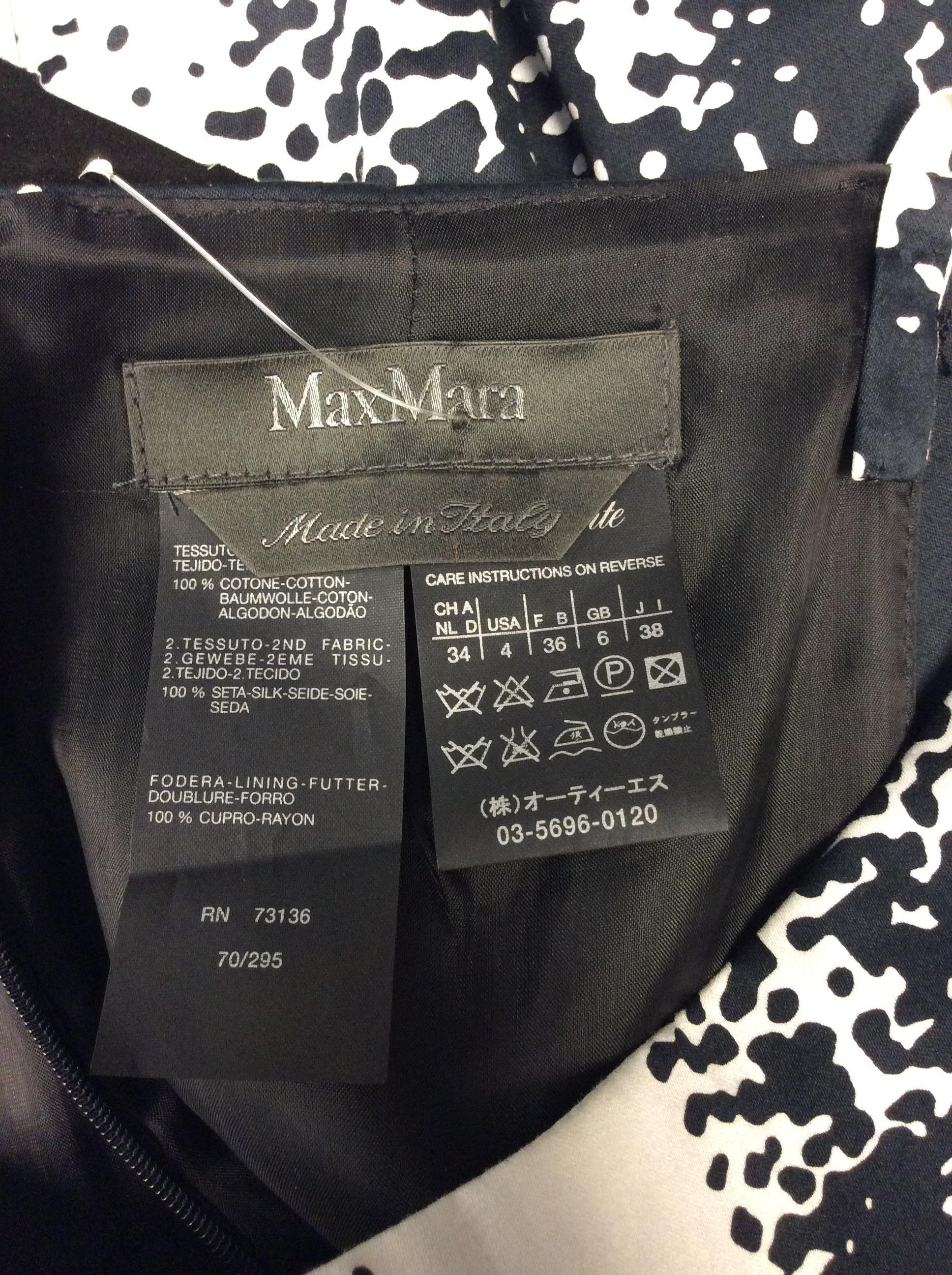 Max Mara Black and White Print Dress For Sale 3