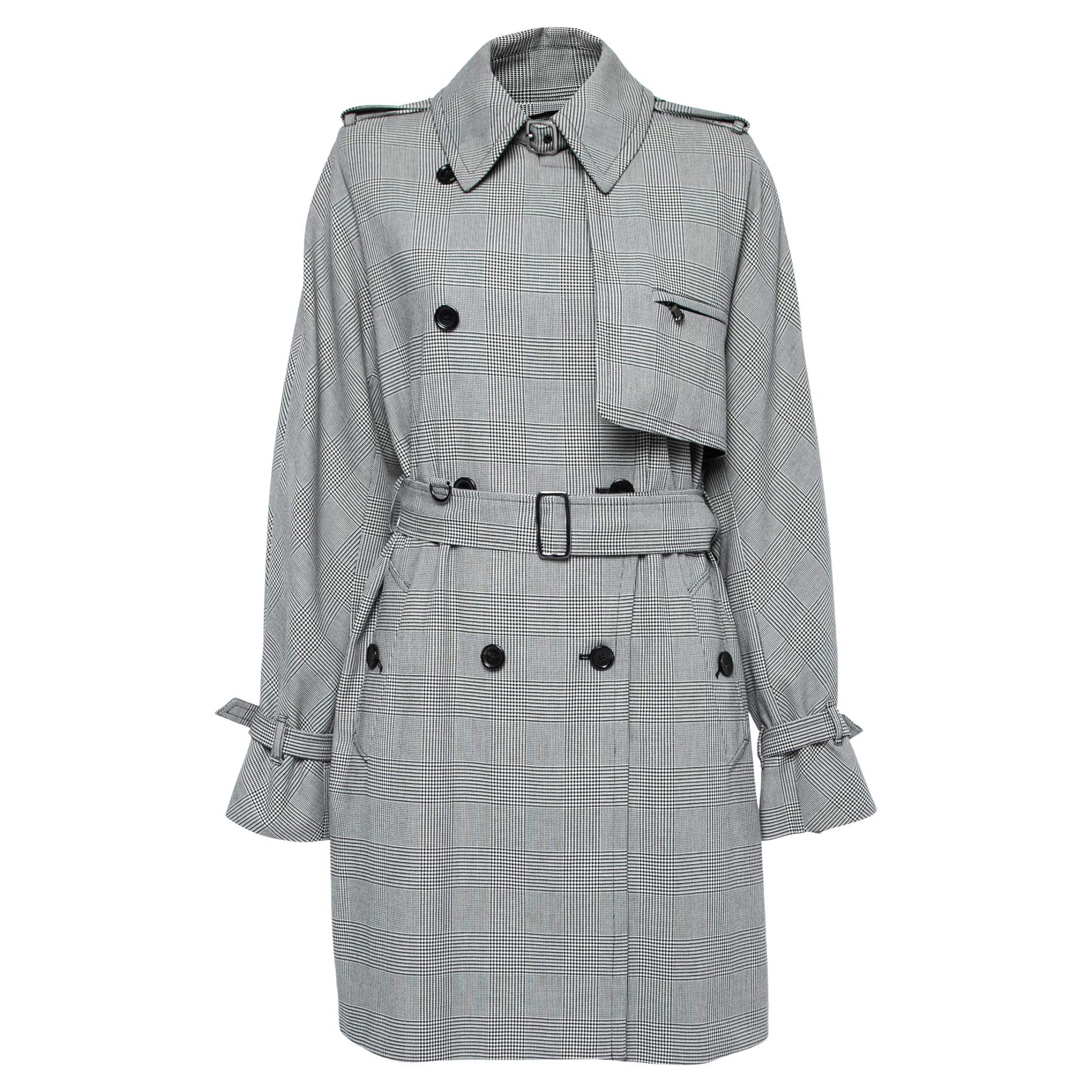 Max Mara Black Checked Patterned Cotton Aloe Trench Coat M For Sale at  1stDibs