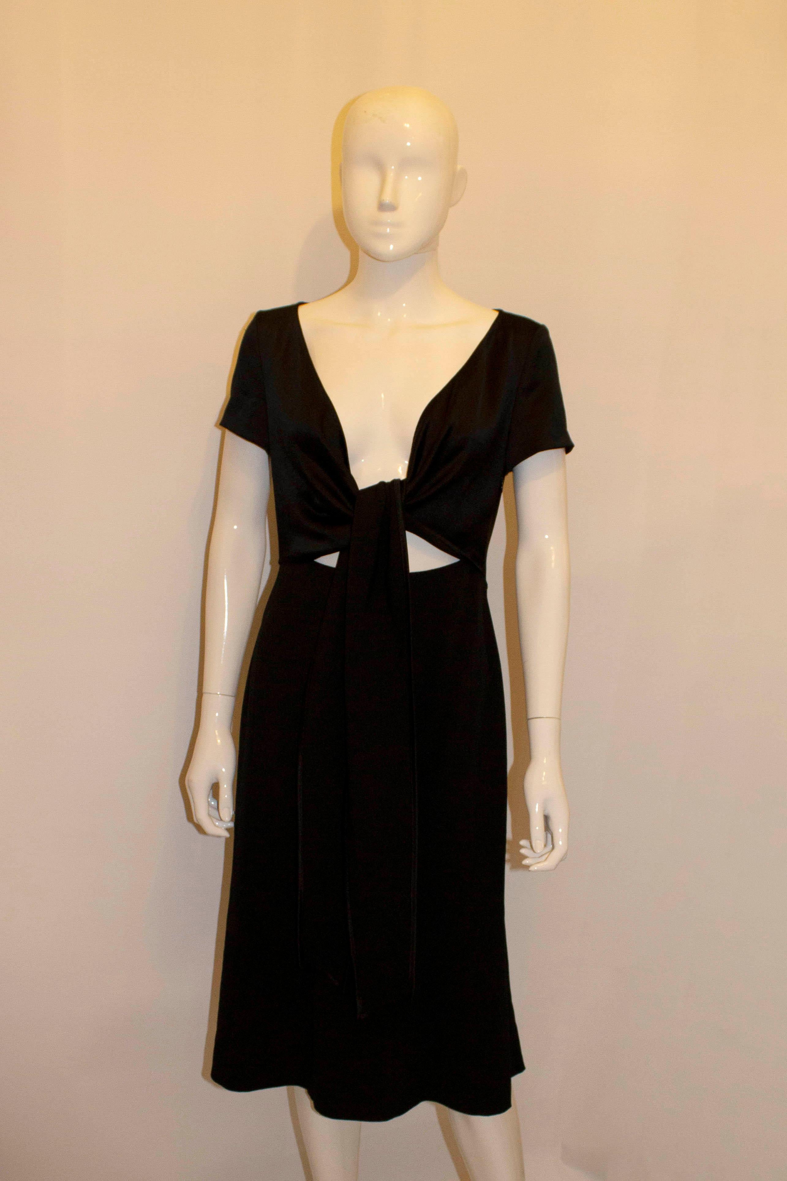 Max Mara Black Cocktail Dress with Tie Front For Sale 3