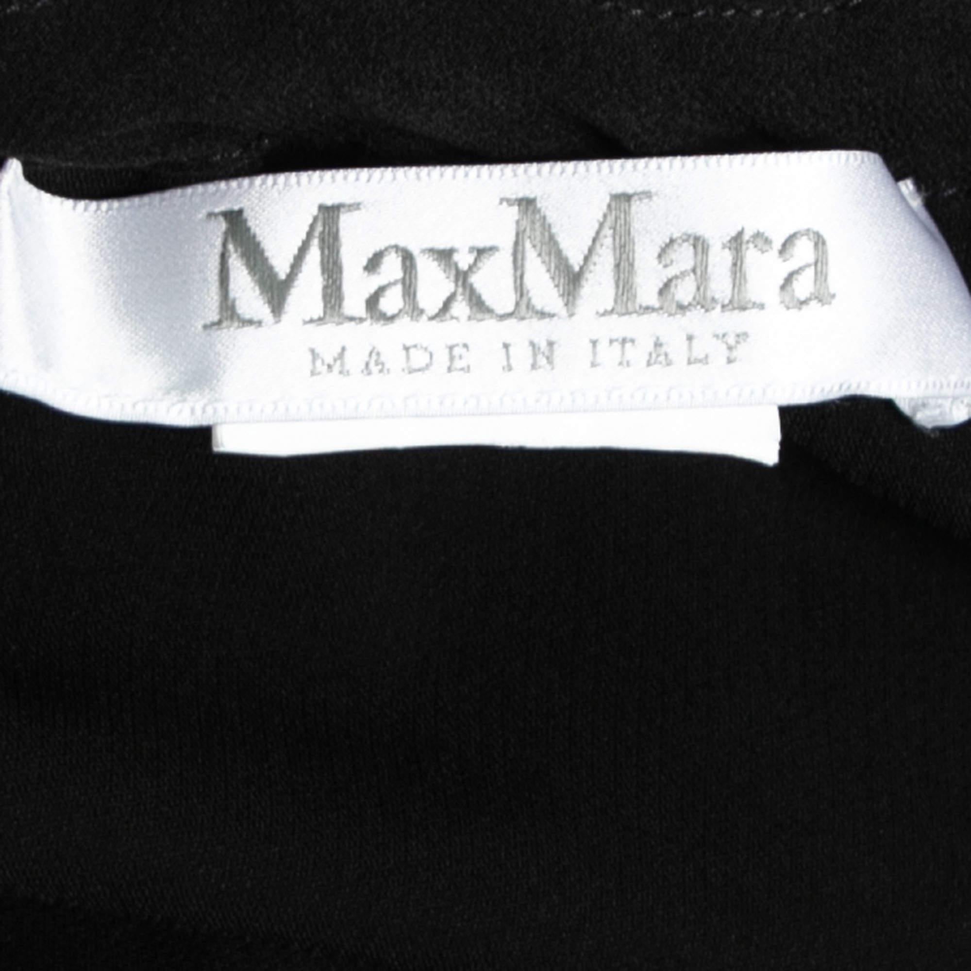 Max Mara Black Crepe Drawstring Detail Pocketed Blouse M 1