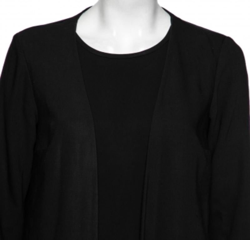 Max Mara Black Crepe Overlay Detail Shift Dress M In Good Condition For Sale In Dubai, Al Qouz 2