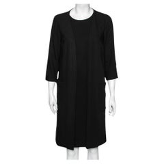 Max Mara Black Crepe Overlay Detail Shift Dress M