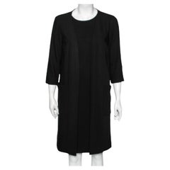 Max Mara Black Crepe Overlay Detail Shift Dress M