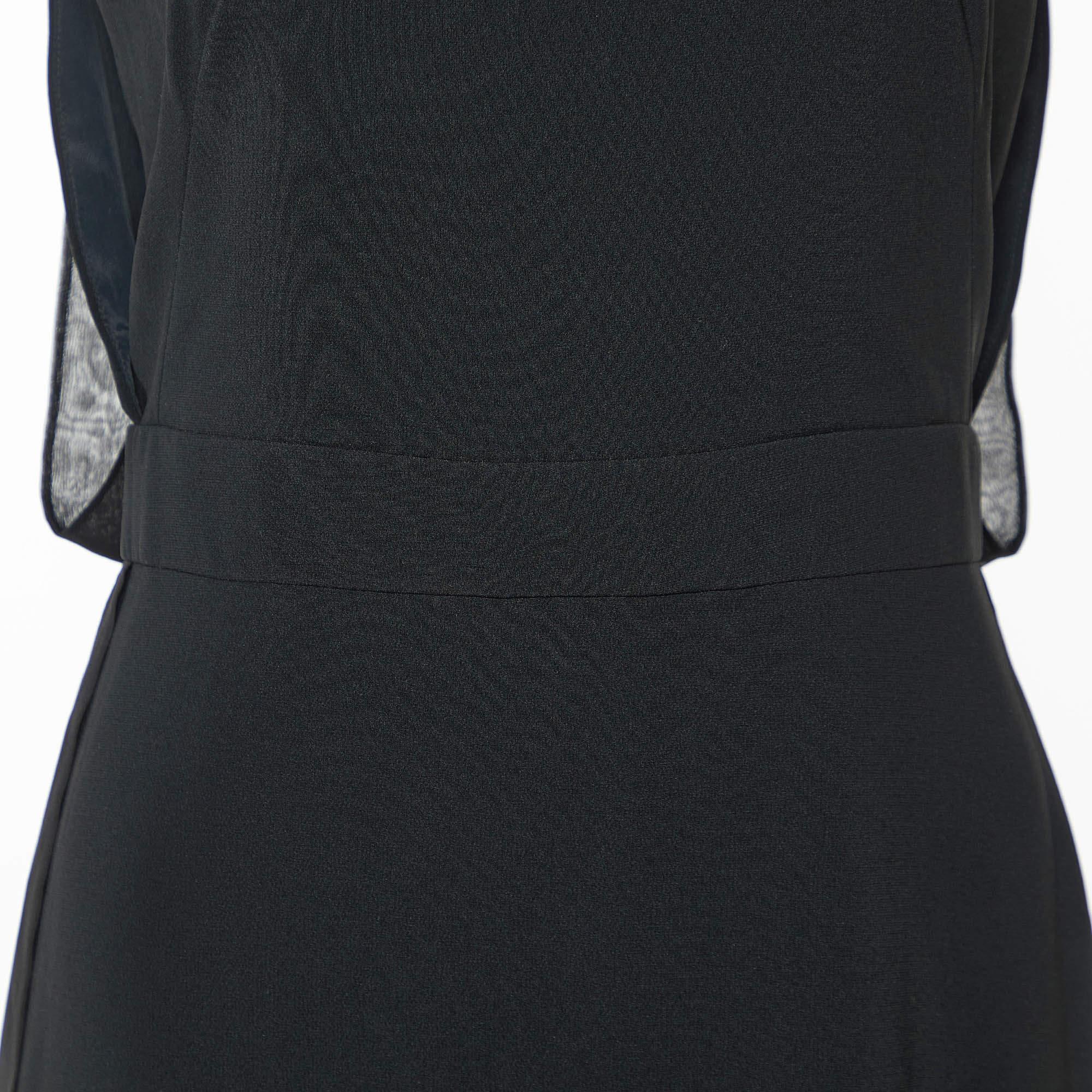 Max Mara Black Crepe & Silk Ribbon Detail Amour Maxi Dress S 1