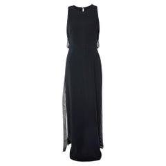 Max Mara Black Crepe & Silk Ribbon Detail Amour Maxi Dress S