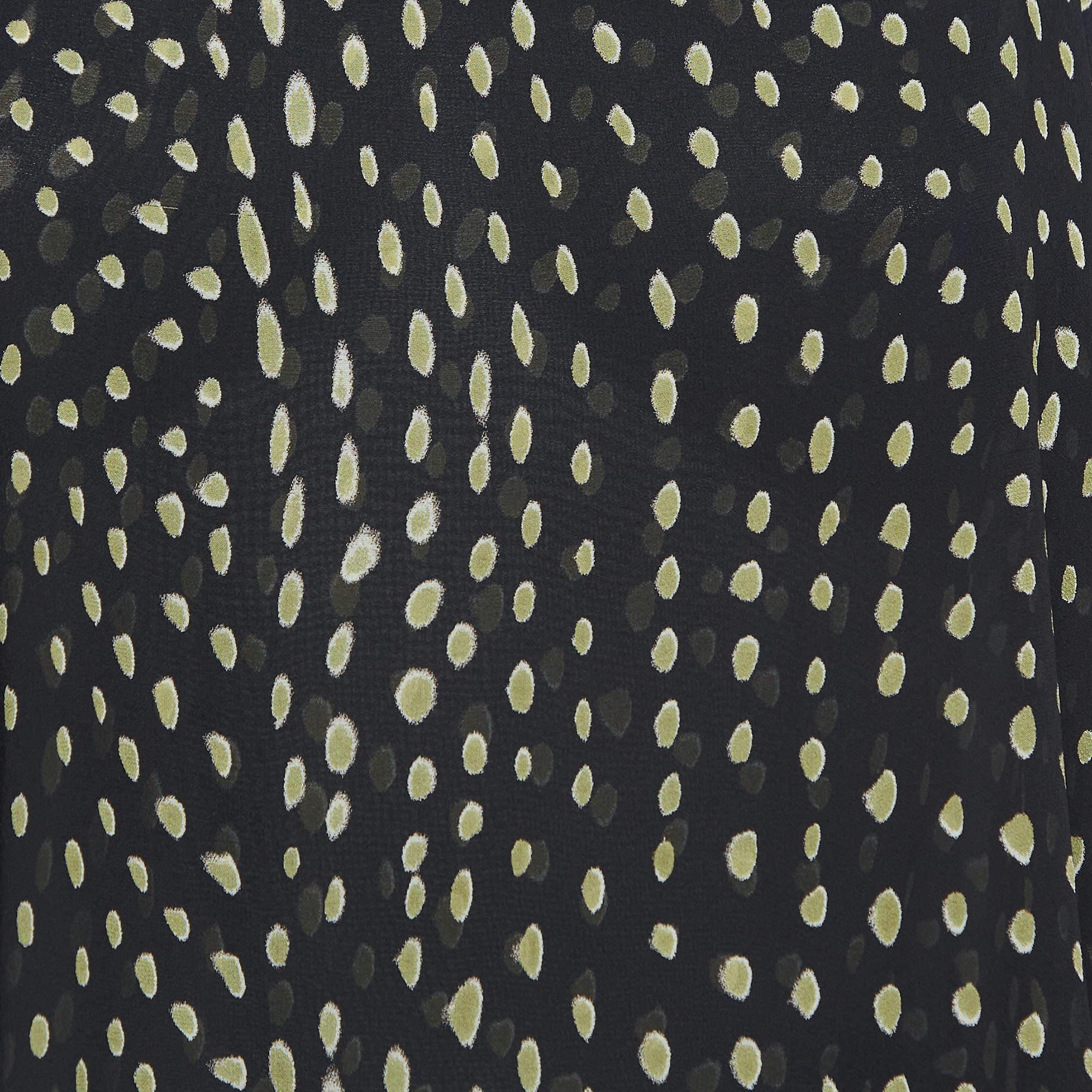 Women's Max Mara Black Dot Print Silk Shoulder Strap Asymmetric Top S For Sale
