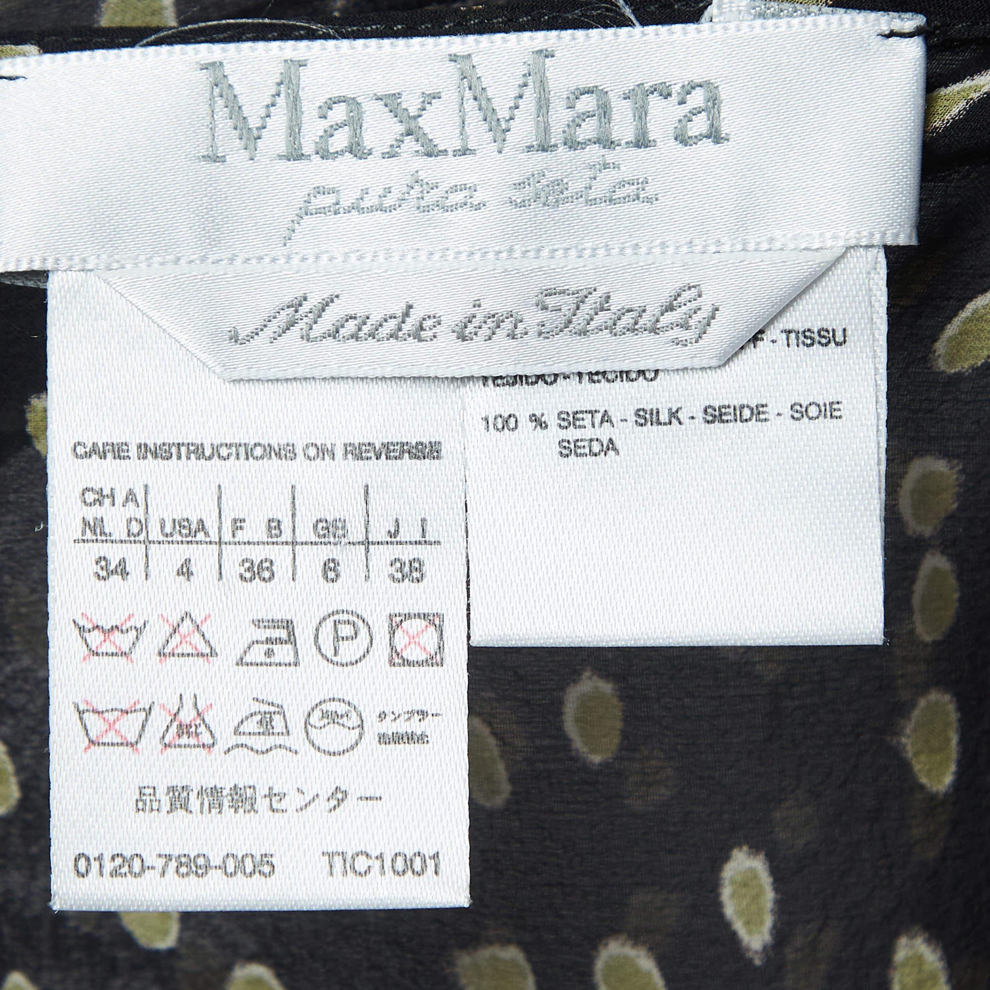 Max Mara Black Dot Print Silk Shoulder Strap Asymmetric Top S For Sale 1