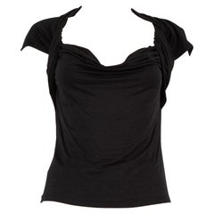 Max Mara Schwarz Drapierte kurze Ärmel Top Größe S