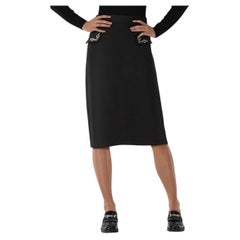 Max Mara Black Embellished Pockets Midi Skirt Size XL