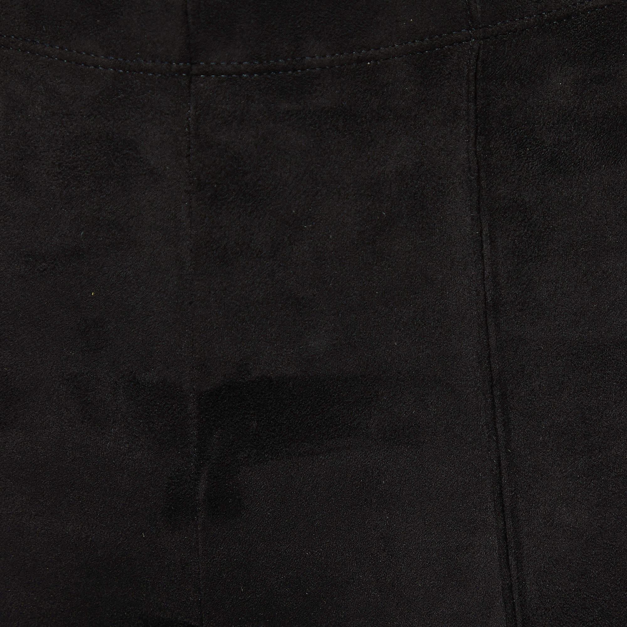 Max Mara Black Faux Suede Leggings S In Good Condition In Dubai, Al Qouz 2