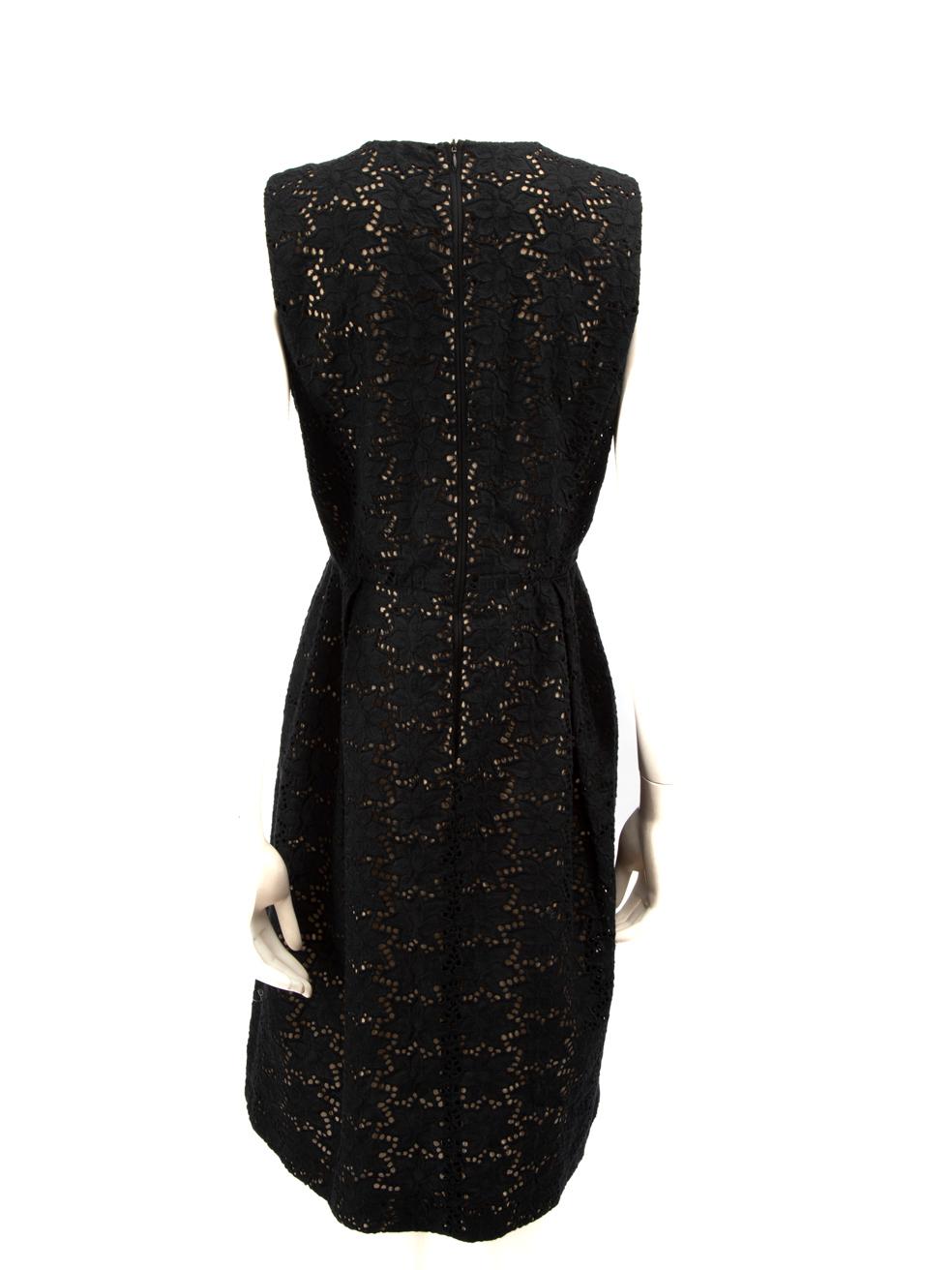 Max Mara Black Floral Lace Sleeveless Dress Size L In Good Condition For Sale In London, GB