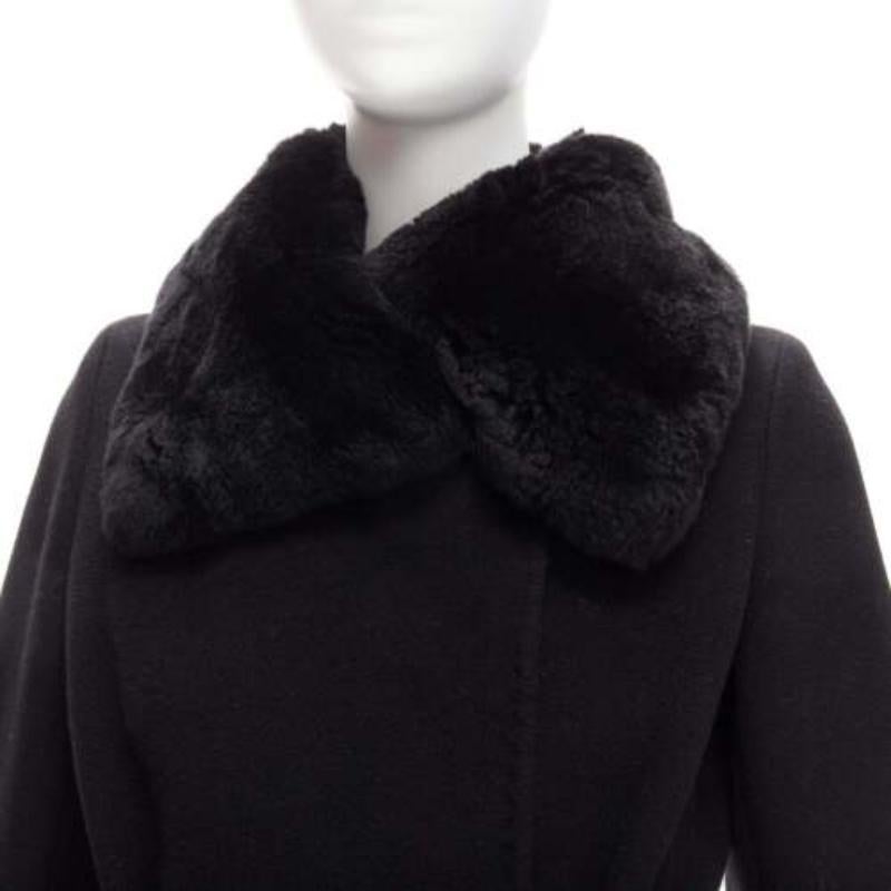 MAX MARA black fur collar virgin wool cashmere belted coat IT38 XS
Reference: TGAS/D00955
Brand: Max Mara
Material: Virgin Wool, Cashmere, Fur
Color: Black
Pattern: Solid
Closure: Button
Lining: Black Fabric
Extra Details: Hidden buttons. Single