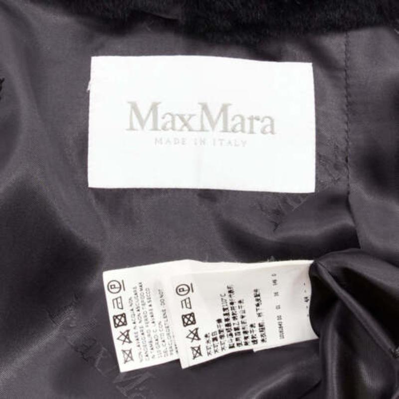 MAX MARA black fur collar virgin wool cashmere belted coat IT38 XS 4