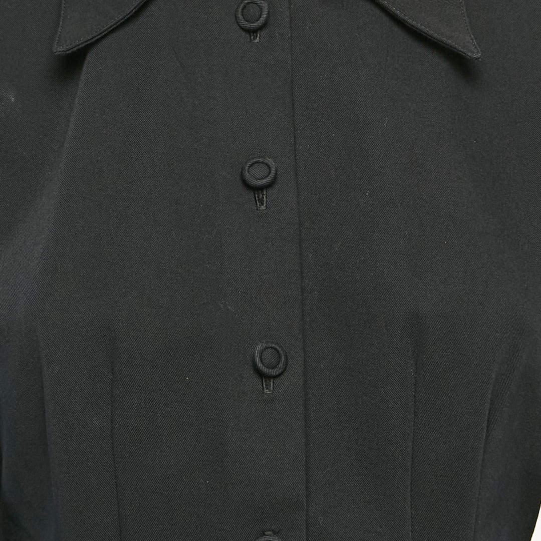 Max Mara Black Gabardine Button Front Midi Dress S In Good Condition For Sale In Dubai, Al Qouz 2
