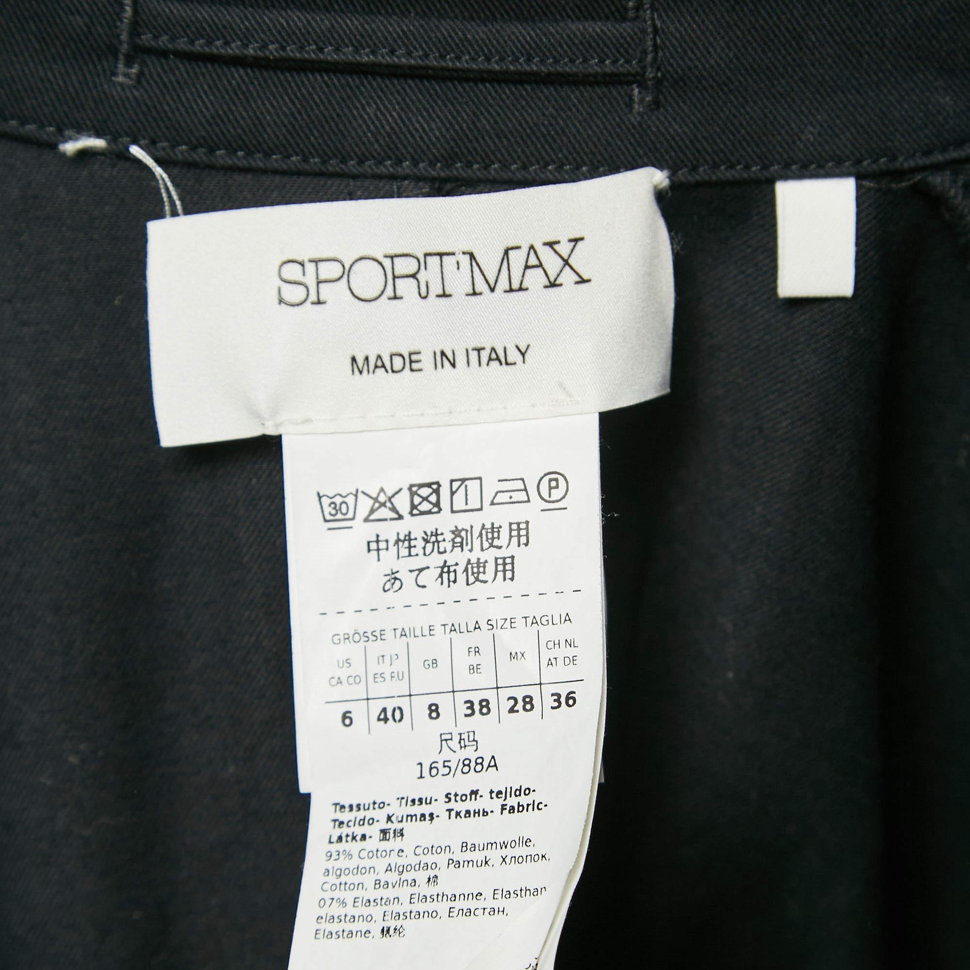 Women's Max Mara Black Gabardine Button Front Midi Dress S For Sale