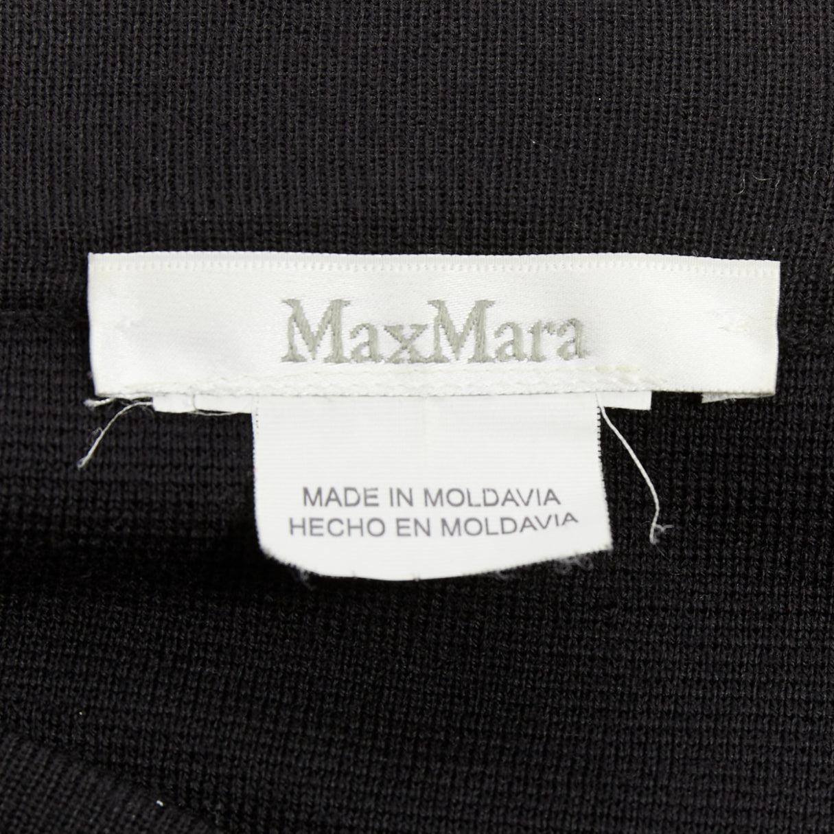 MAX MARA black leather patch pocket drape front mid waist midi skirt en venta 1