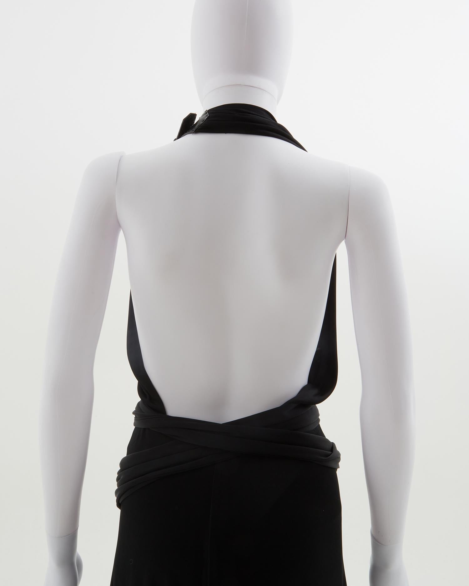 Max Mara black lycra open back buckle dress, early 2000s  For Sale 10