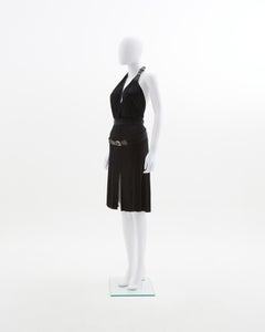 Robe à boucle ouverte en lycra noir de Max Mara, début des années 2000