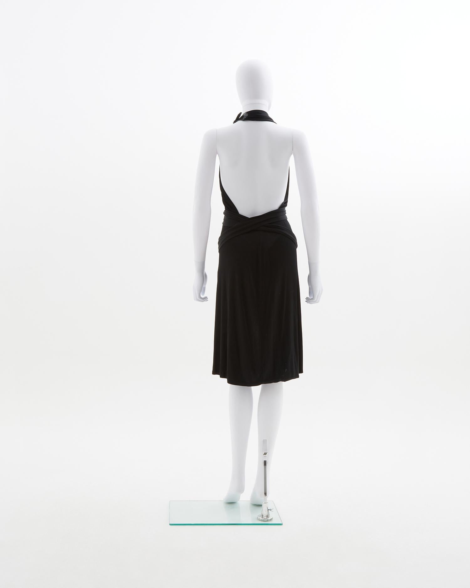 Max Mara black lycra open back buckle dress, early 2000s  In Excellent Condition For Sale In Milano, IT