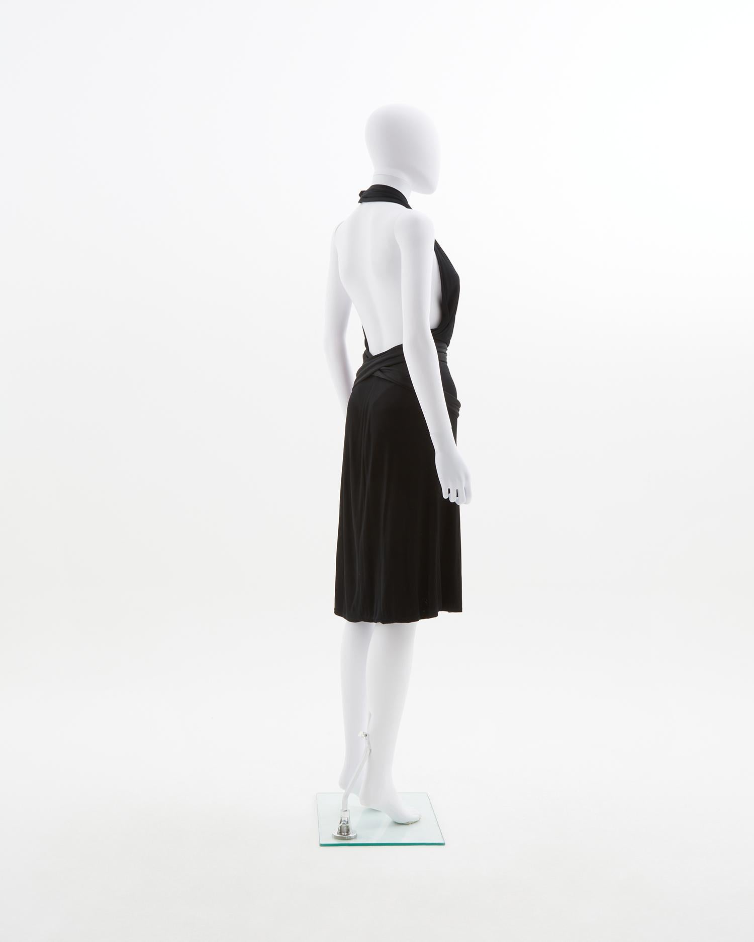 Women's Max Mara black lycra open back buckle dress, early 2000s  For Sale