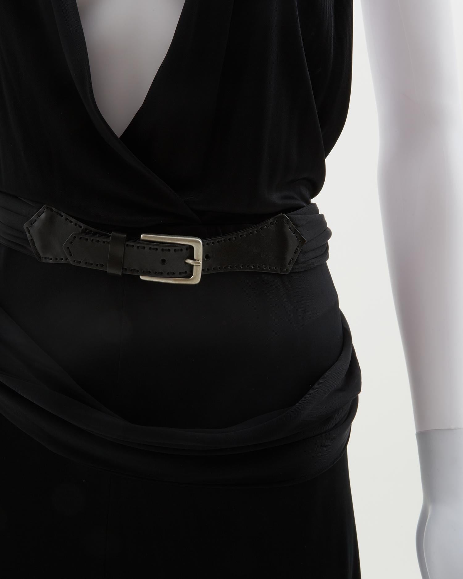 Max Mara black lycra open back buckle dress, early 2000s  For Sale 5