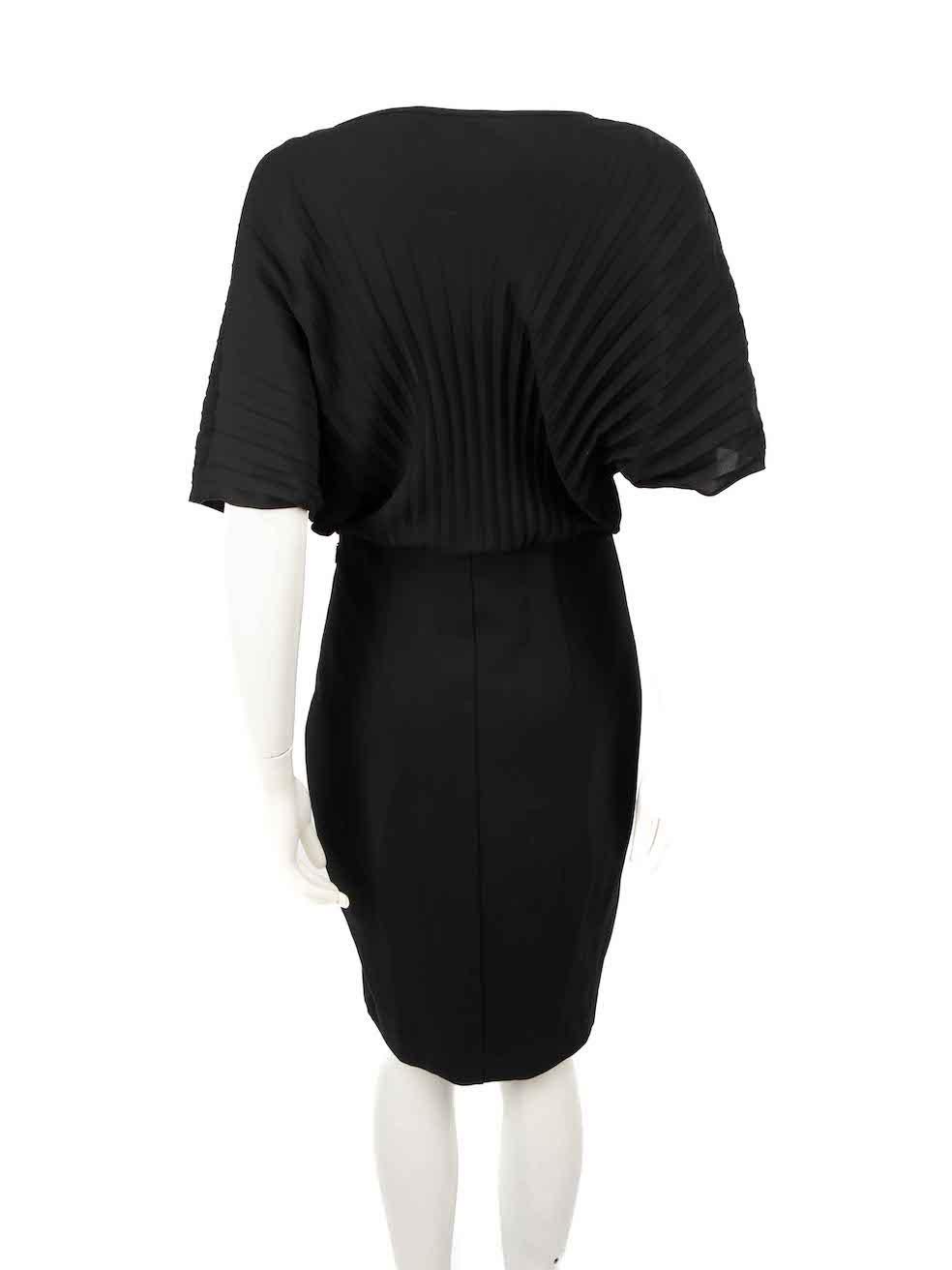 Max Mara Black Pleated Knee Length Dress Size S In Excellent Condition For Sale In London, GB
