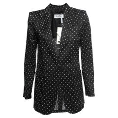 Max Mara Blazer monopetto in ramiè a pois neri M
