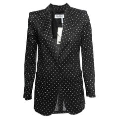 Max Mara Black Polka Dotted Ramie Single-Breasted Blazer M