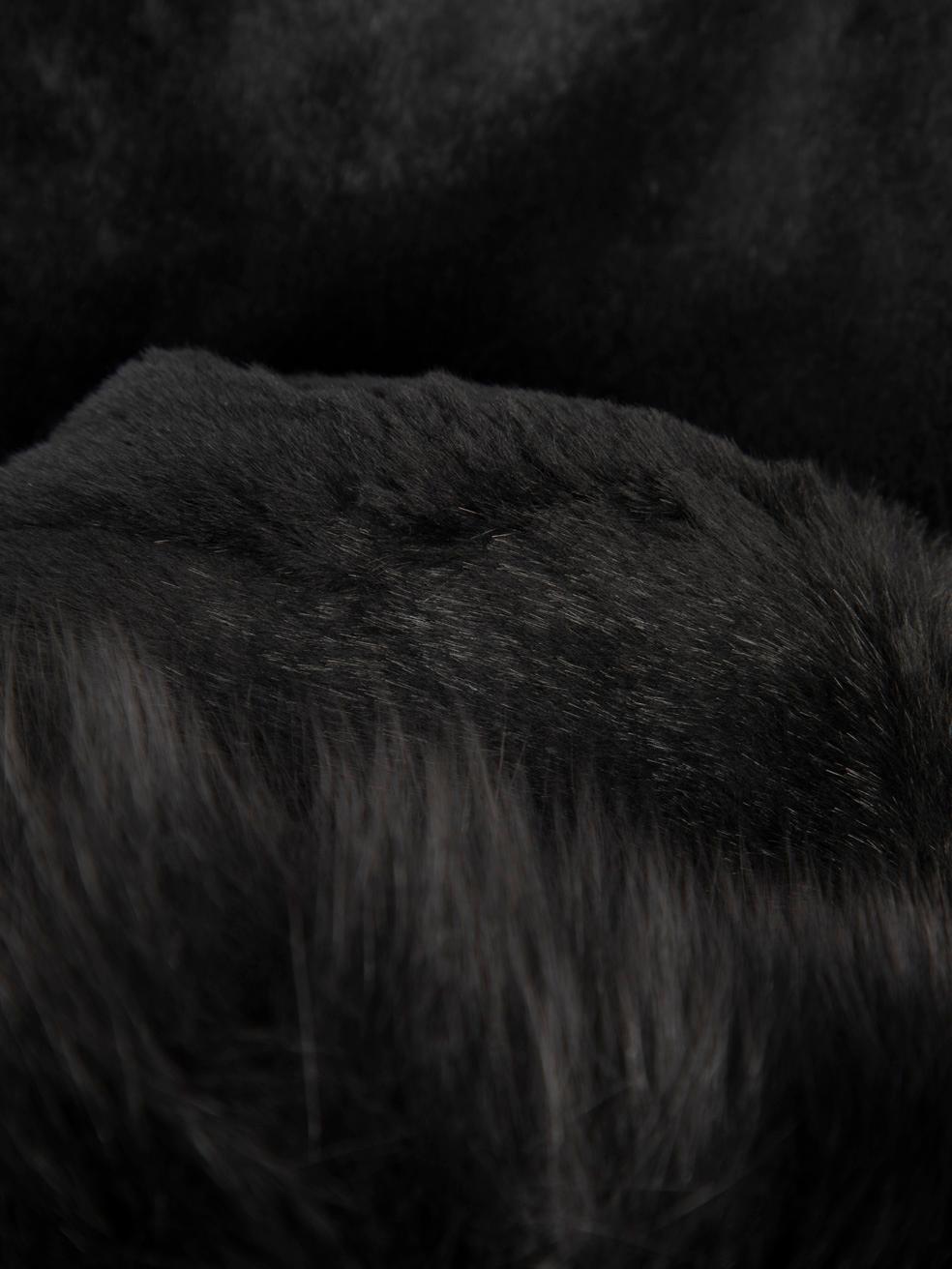 Max Mara Black Rabbit Fur Mid Length Coat Size XS 1