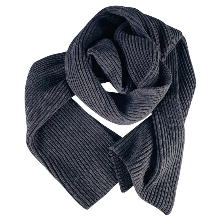 Max Mara Black Ribbed Knit Scarf