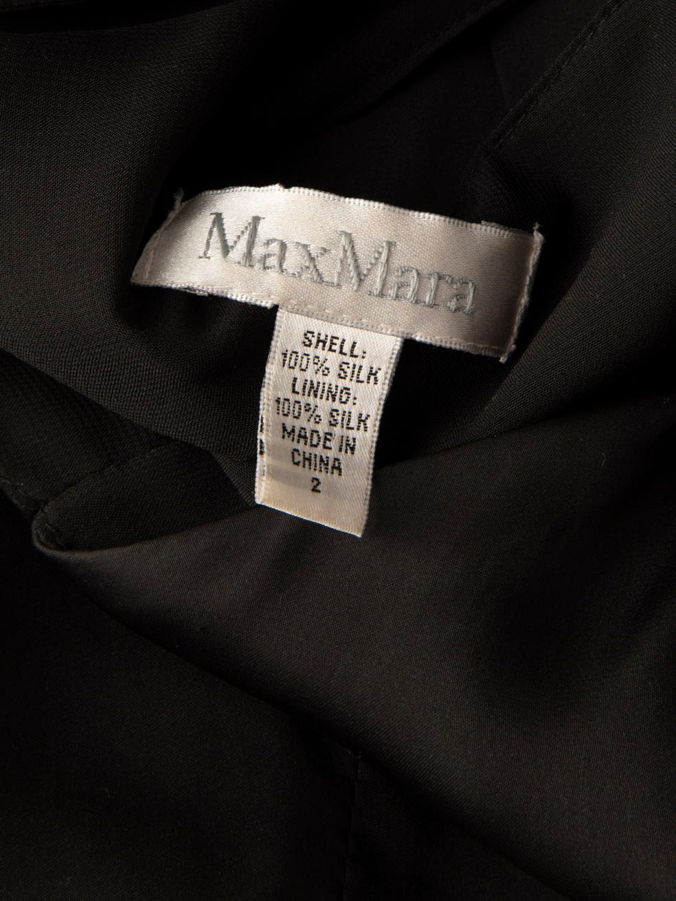 Max Mara Vestido Plisado de Seda Negro con Detalle Floral Talla XS en venta 1