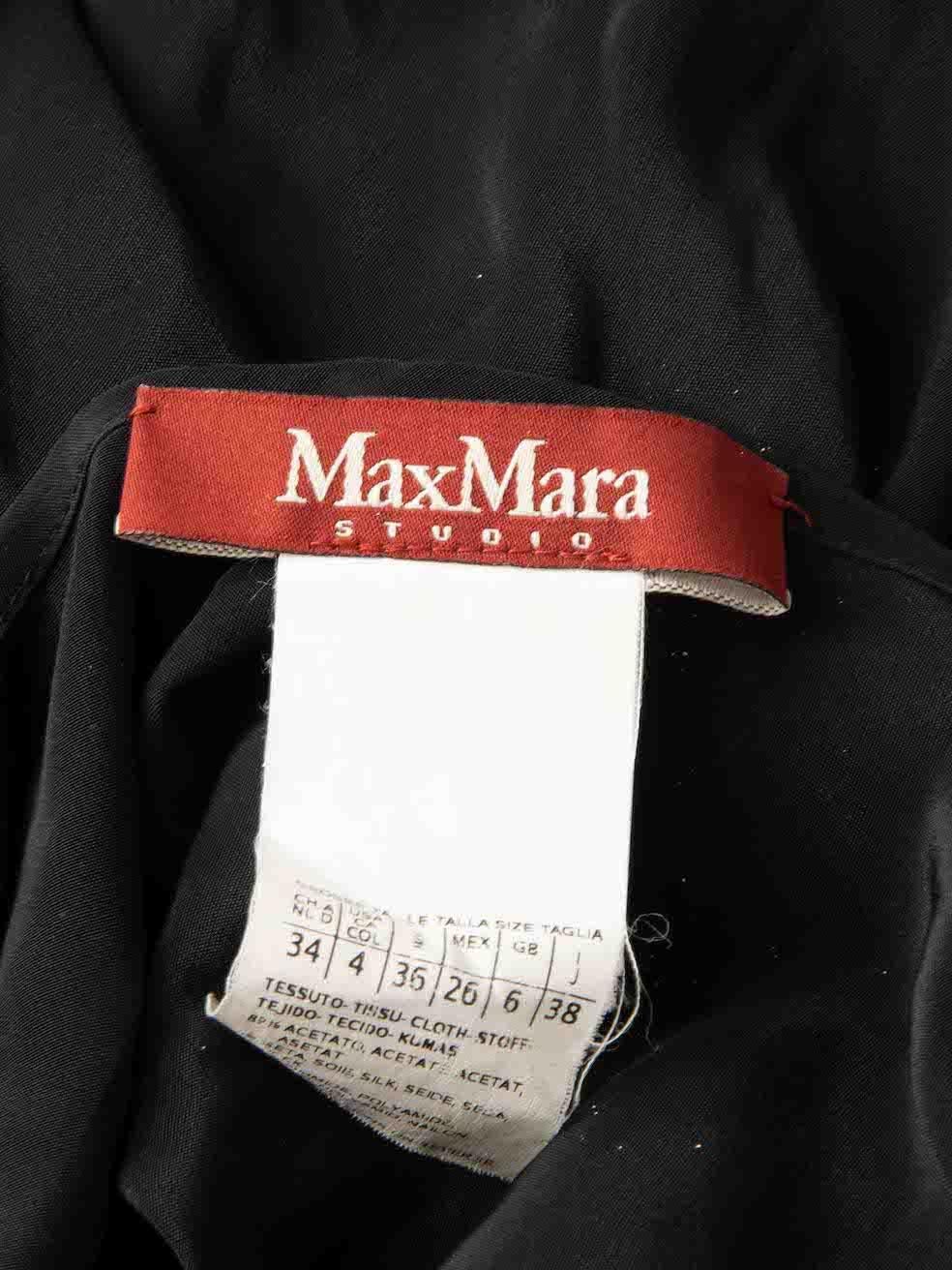 Max Mara Schwarzes Kurzarm-Minikleid aus Seide mit gepunkteten Ärmeln Größe XS Damen im Angebot