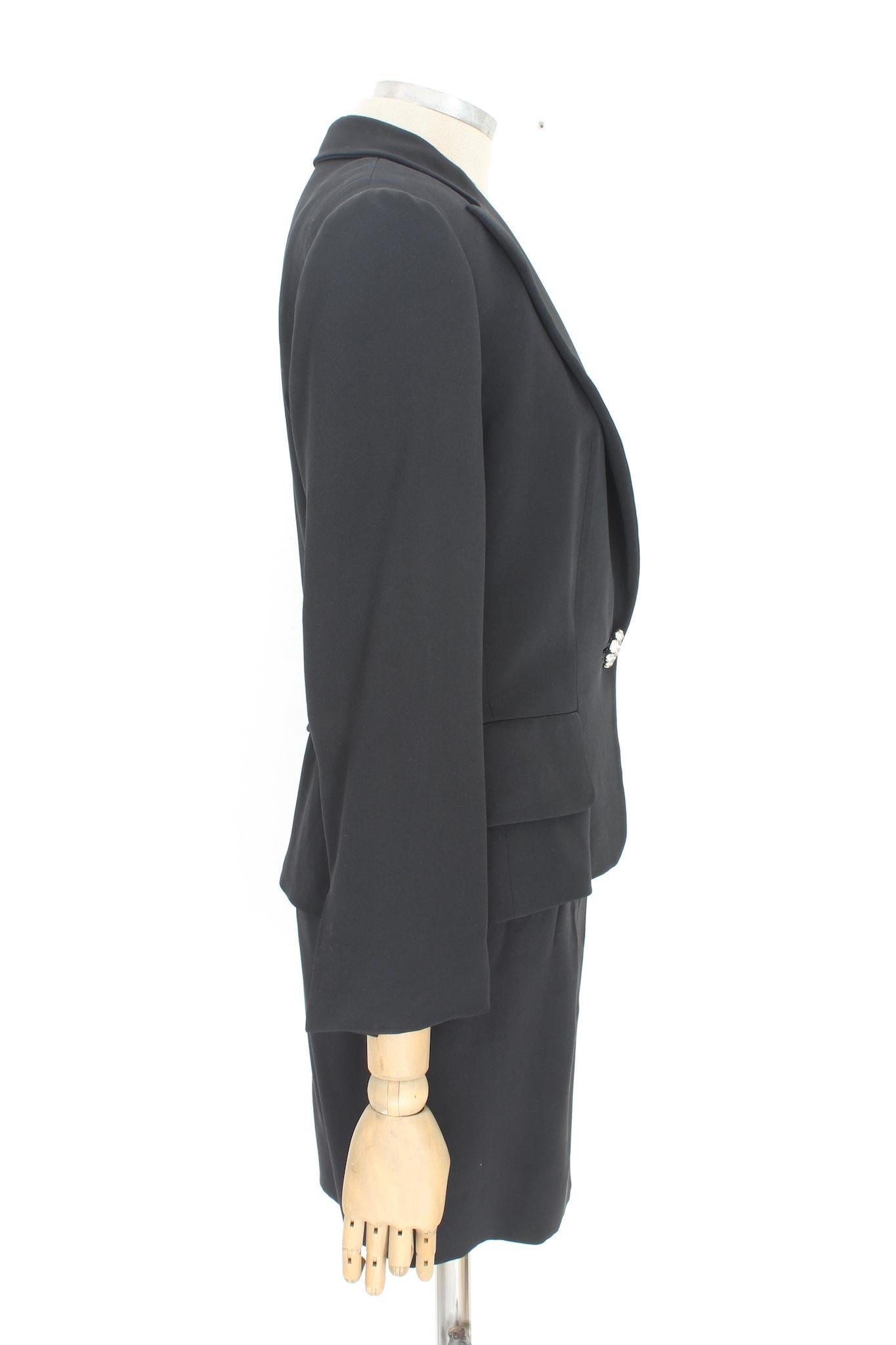 Max Mara Noir Silk Vintage Jupe Suit 90s Excellent état - En vente à Brindisi, Bt