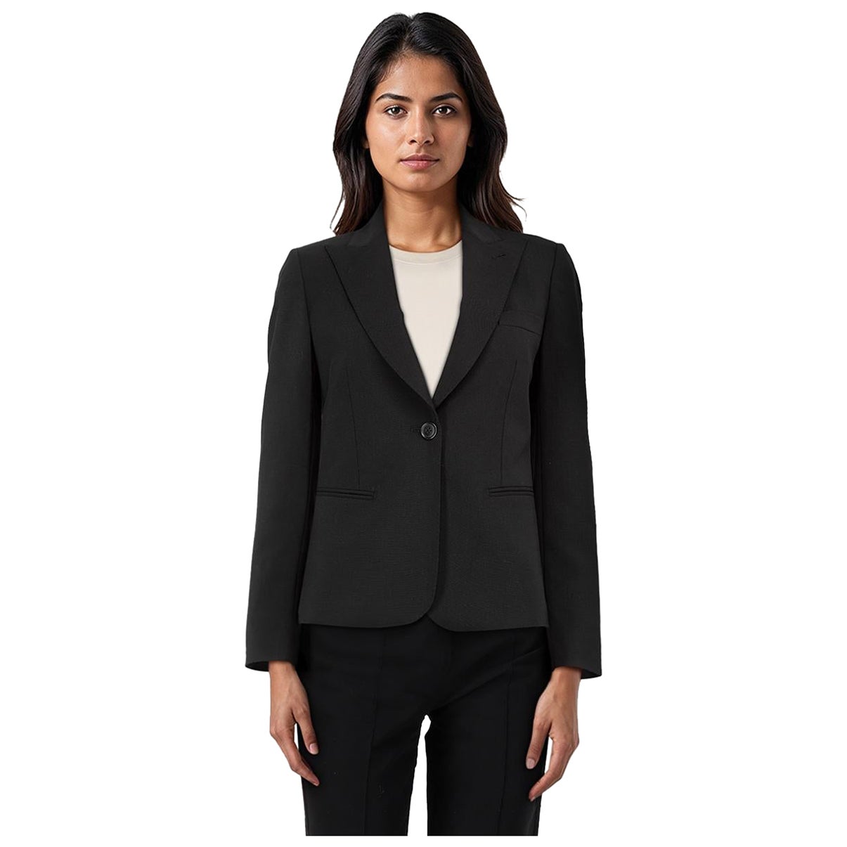 Max Mara Black Single Breasted Wool Button Blazer Taille S en vente