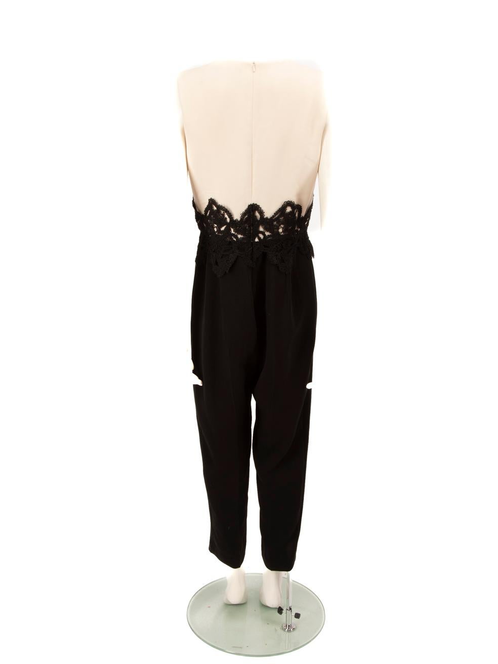 Max Mara Black Sleeveless Lace Detail Jumpsuit Size L In Good Condition For Sale In London, GB