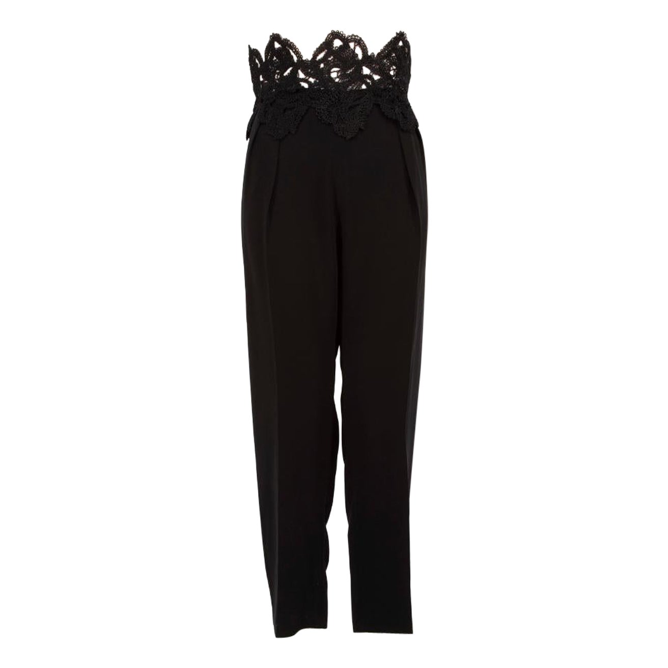 Max Mara Schwarzer ärmelloser Max Mara-Overall mit Spitzendetails Größe L im Angebot