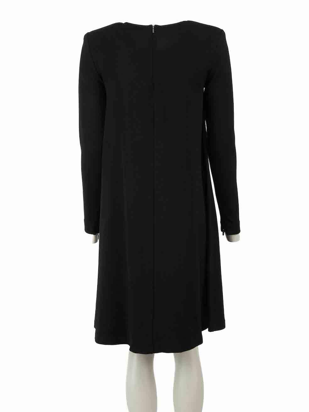 Max Mara Black Striped Texture Long Sleeve Dress Size XS In Excellent Condition For Sale In London, GB