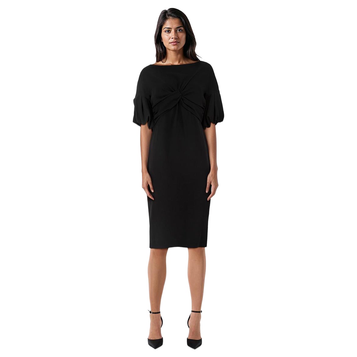 Max Mara Black Twist Detail Short Sleeve Dress Size L