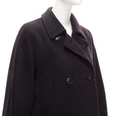 MAX MARA black virgin wool cashmere double breasted coat IT36 XXS