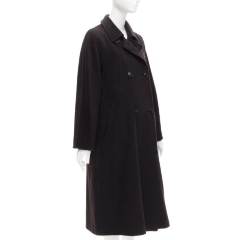 Black MAX MARA black virgin wool cashmere double breasted coat IT36 XXS For Sale