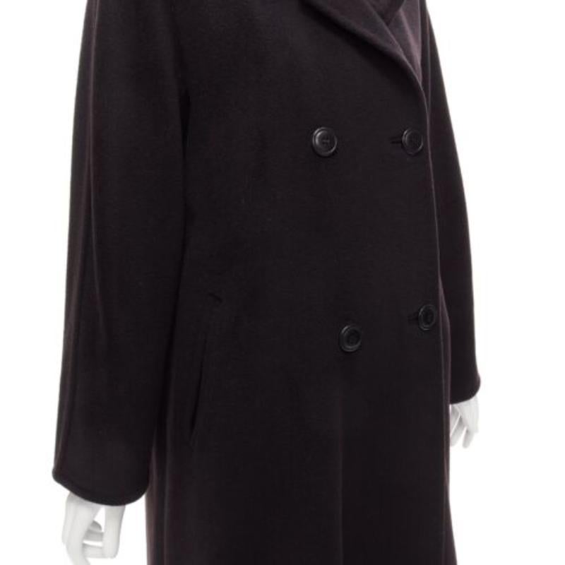 MAX MARA black virgin wool cashmere double breasted coat IT36 XXS For Sale 2
