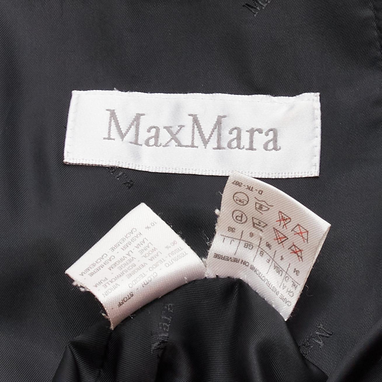 MAX MARA black virgin wool cashmere double breasted coat IT36 XXS For Sale 4