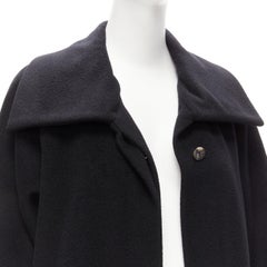 MAX MARA black virgin wool cashmere wide collar long coat IT42 M