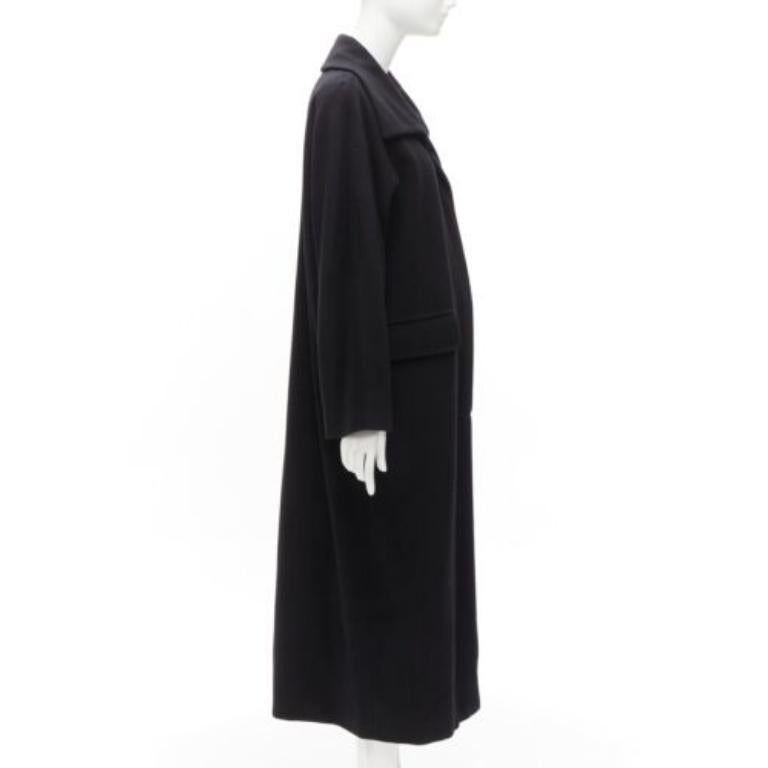 MAX MARA black virgin wool cashmere wide collar long coat IT42 M In Excellent Condition For Sale In Hong Kong, NT