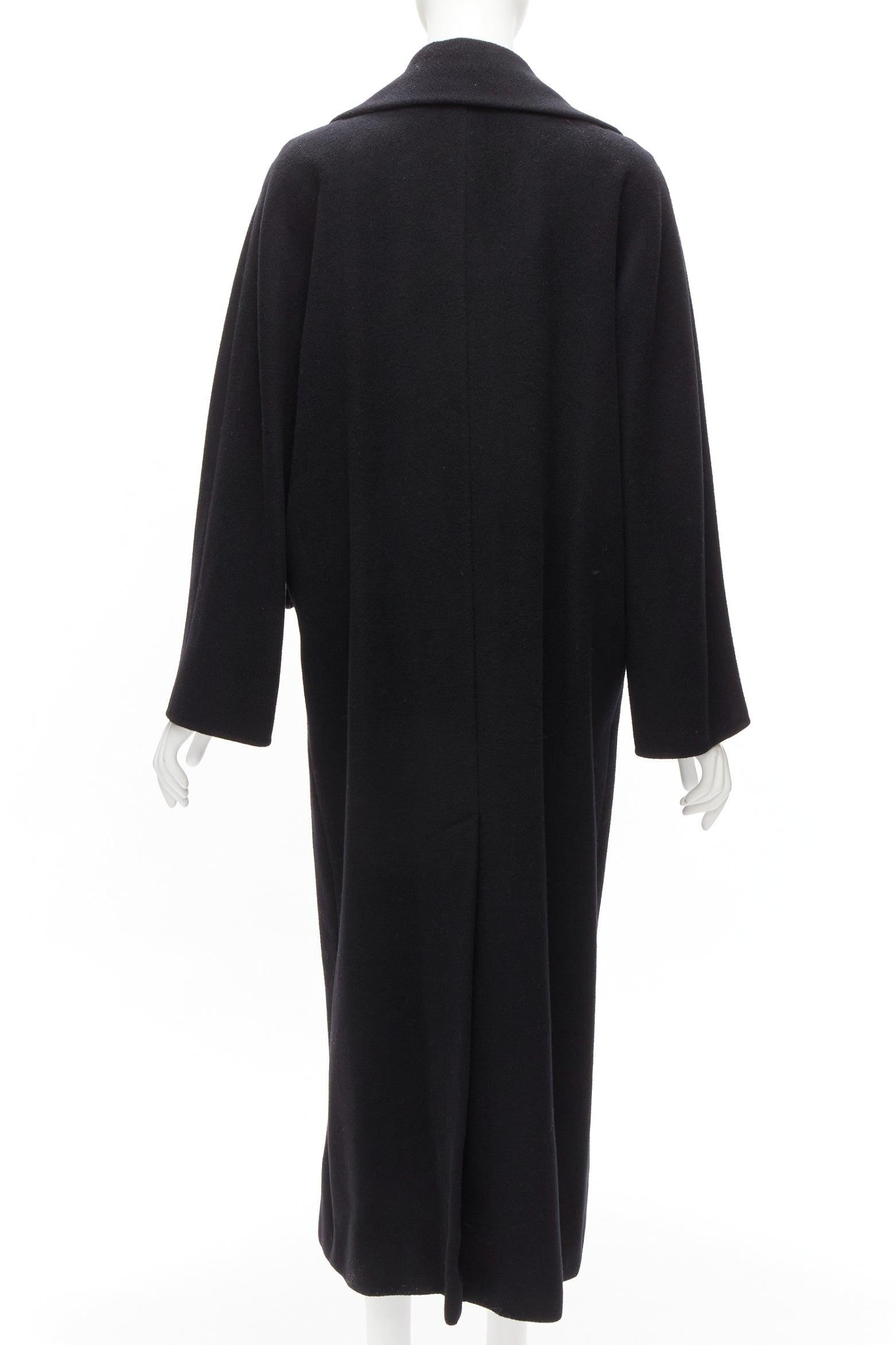Women's MAX MARA black virgin wool cashmere wide collar long coat IT42 M For Sale