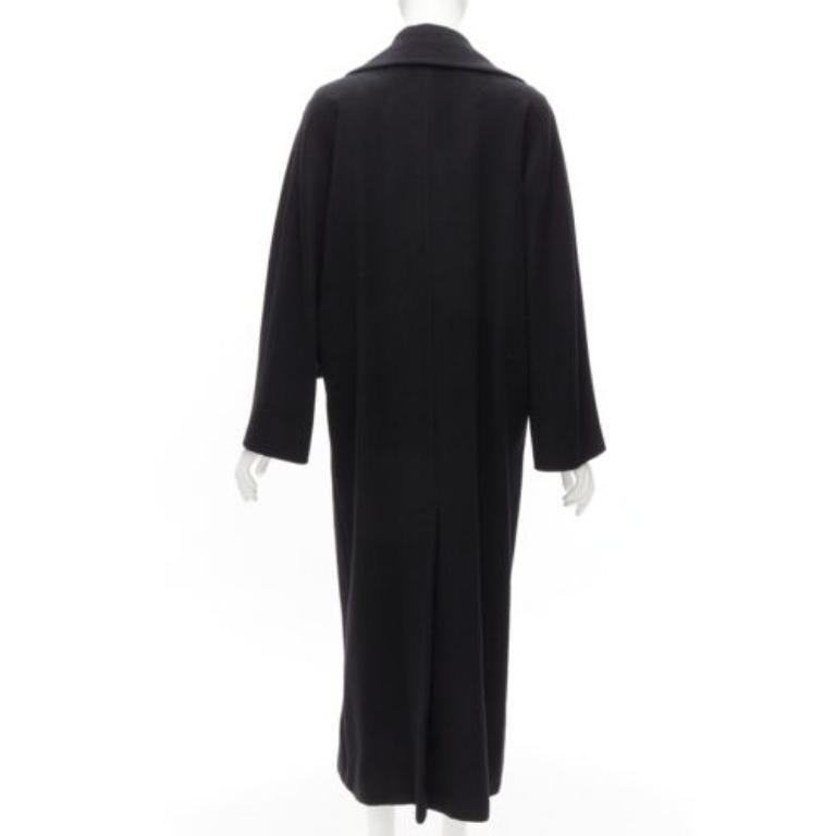 Women's MAX MARA black virgin wool cashmere wide collar long coat IT42 M For Sale