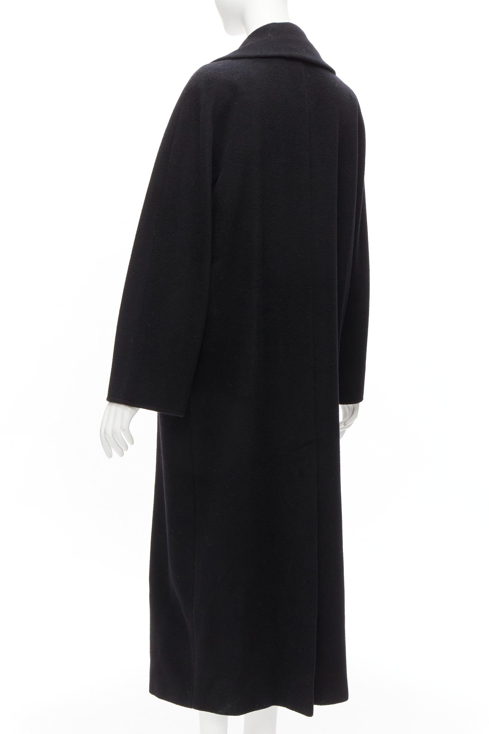 MAX MARA black virgin wool cashmere wide collar long coat IT42 M For Sale 1