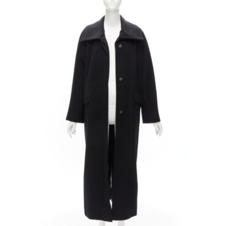 MAX MARA black virgin wool cashmere wide collar long coat IT42 M For Sale 2