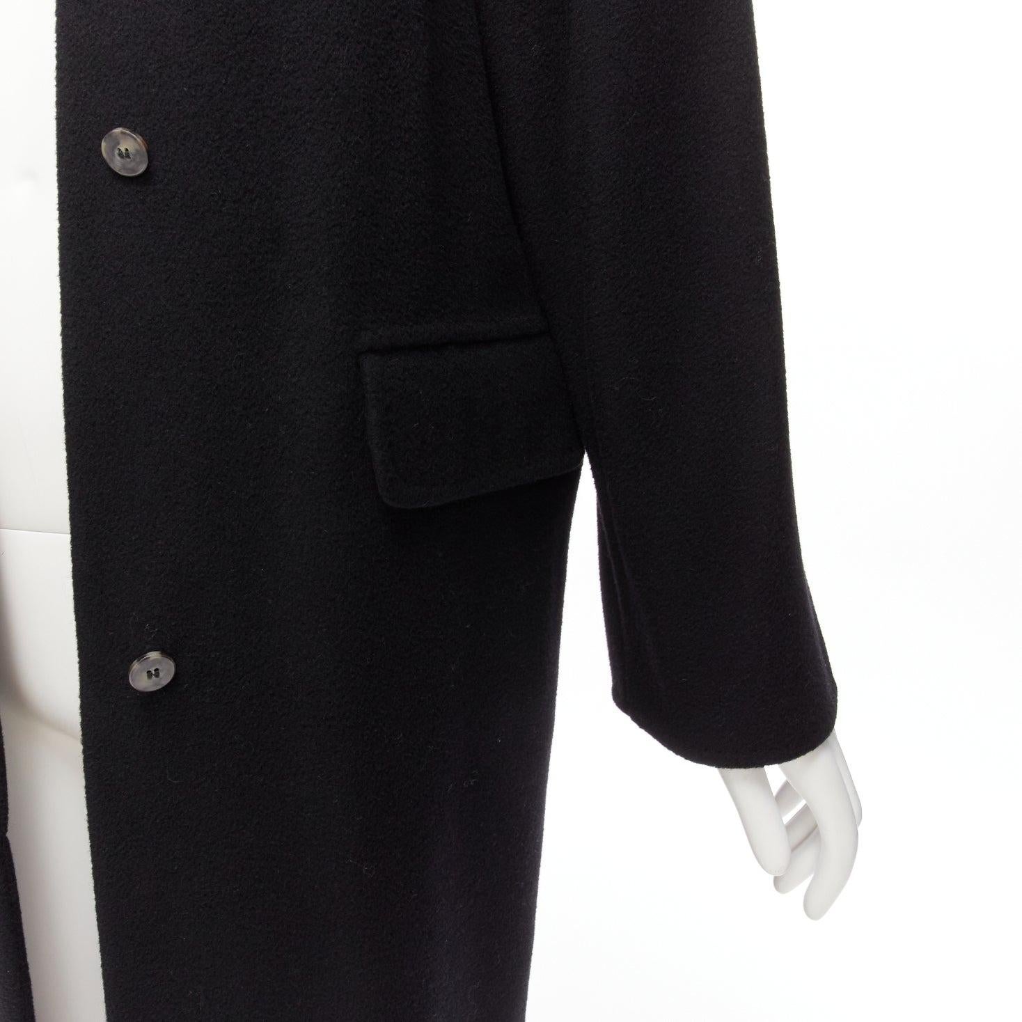 MAX MARA black virgin wool cashmere wide collar long coat IT42 M For Sale 3
