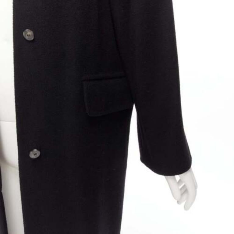 MAX MARA black virgin wool cashmere wide collar long coat IT42 M For Sale 3